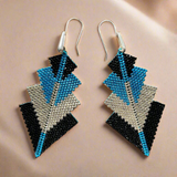 Aretes Rigel Plata/Negro/Azul