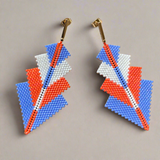 Aretes Rigel Mate Azul/Blanco/Coral