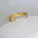 Brazalete Doble Piedra Cuarzo Rosa