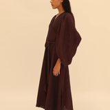 Vestido Ensamble Mangas Volumen Berenjena