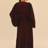 Vestido Ensamble Mangas Volumen Berenjena