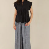 Pantalón Incienso Jaspe Lino Azul