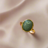 Anillo Ovalado Aventurina Verde