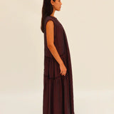 Maxi Vestido Lino Berenjena