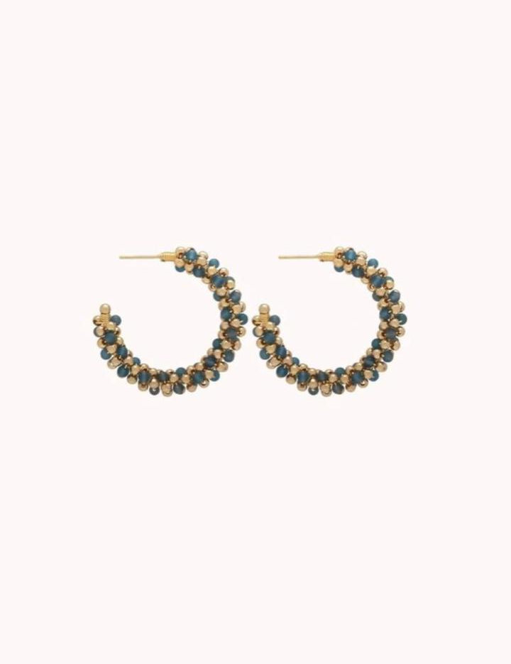 Amaranth Large Stone Hoop Earrings CJ14
