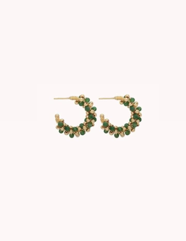 Amaranth Small Stone Hoop Earrings CJ15
