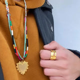 Collar Hilos Tejidos - Dije Corazón Gitano