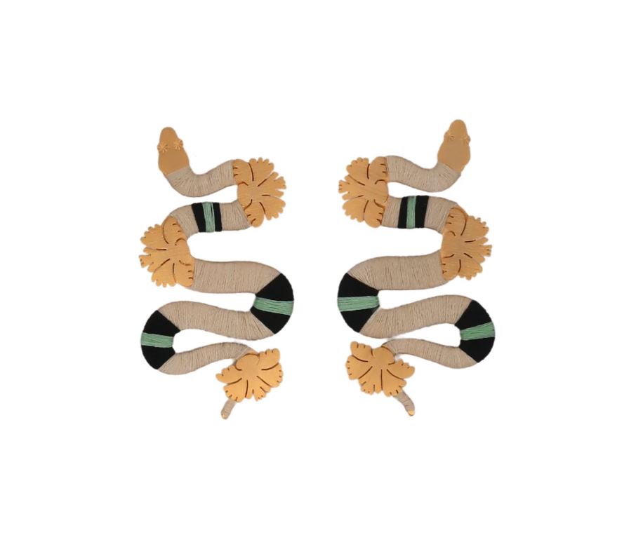 Aretes Culebra Coral y Flor