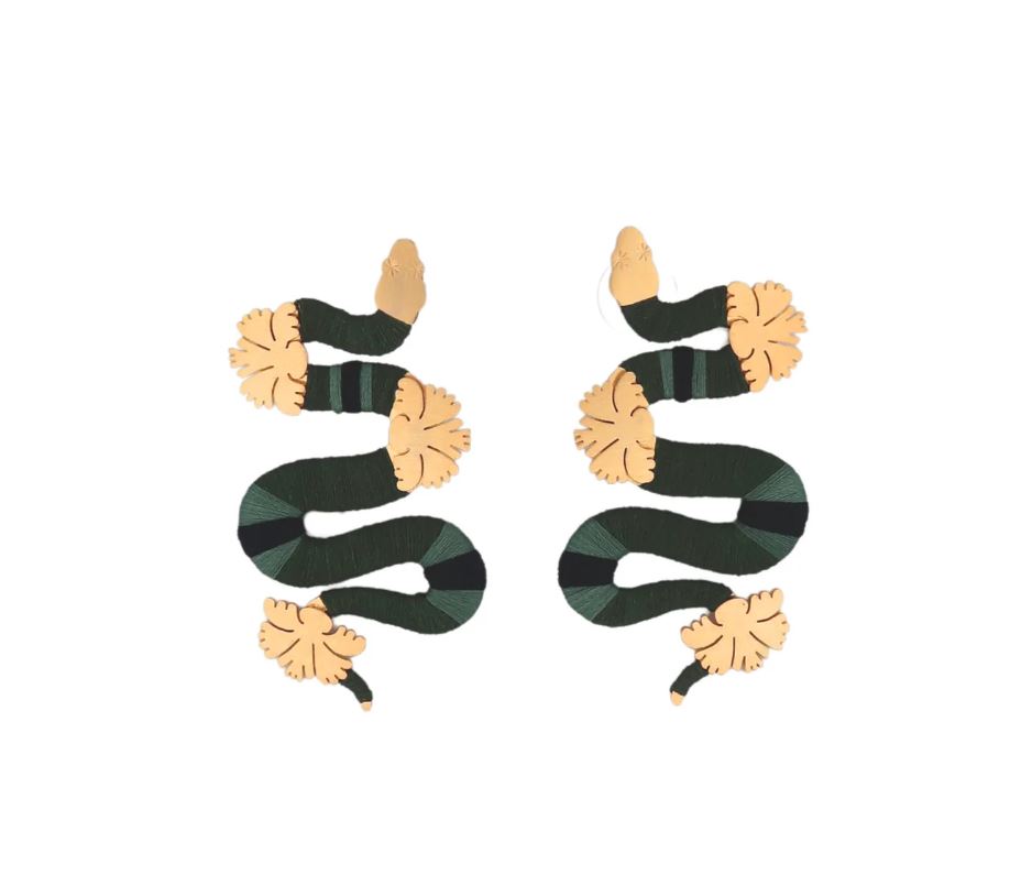 Aretes Culebra Coral y Flor