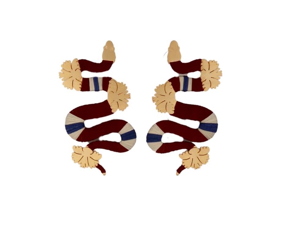 Aretes Culebra Coral y Flor